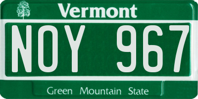 VT license plate NOY967