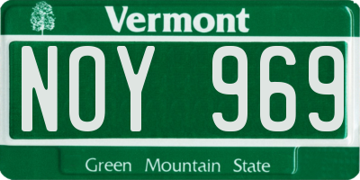 VT license plate NOY969