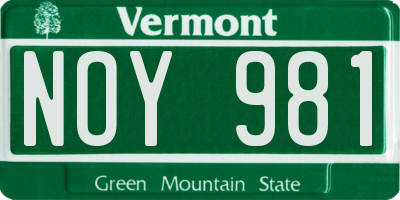 VT license plate NOY981