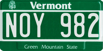 VT license plate NOY982