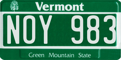 VT license plate NOY983