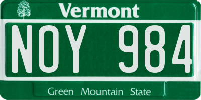 VT license plate NOY984