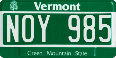 VT license plate NOY985