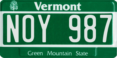 VT license plate NOY987