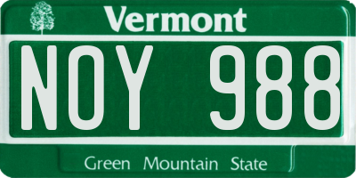 VT license plate NOY988