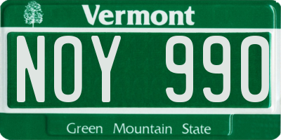 VT license plate NOY990