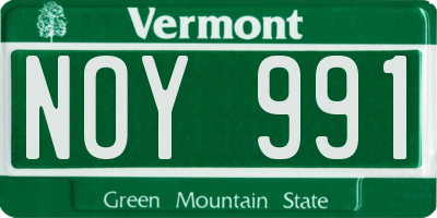 VT license plate NOY991