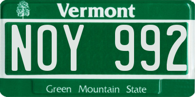 VT license plate NOY992