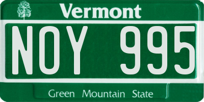 VT license plate NOY995