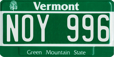 VT license plate NOY996
