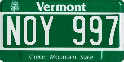 VT license plate NOY997