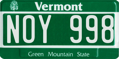 VT license plate NOY998