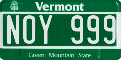 VT license plate NOY999