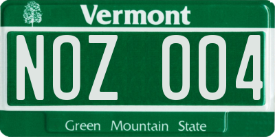 VT license plate NOZ004
