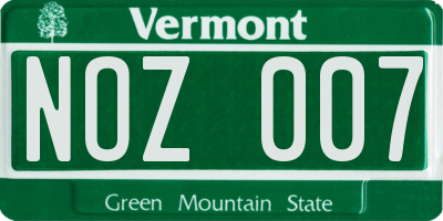 VT license plate NOZ007