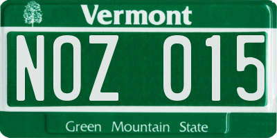 VT license plate NOZ015