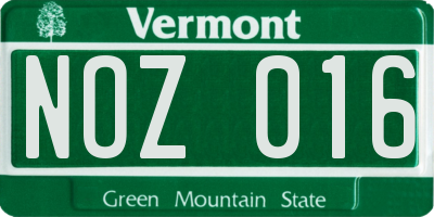 VT license plate NOZ016