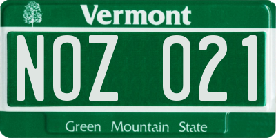 VT license plate NOZ021
