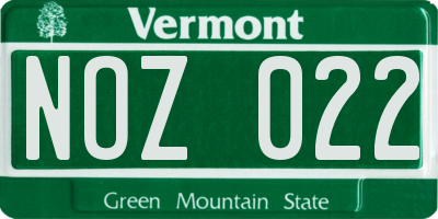VT license plate NOZ022