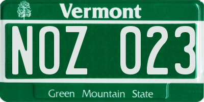VT license plate NOZ023