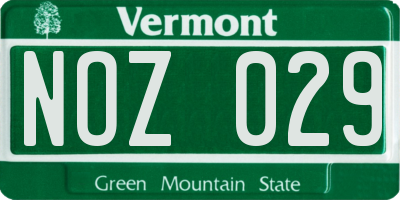 VT license plate NOZ029