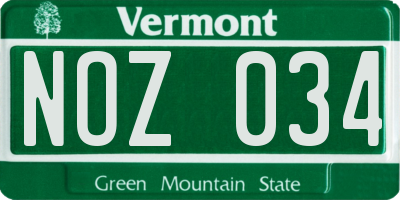 VT license plate NOZ034