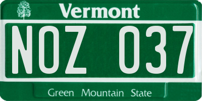 VT license plate NOZ037