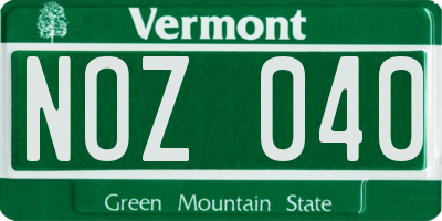 VT license plate NOZ040