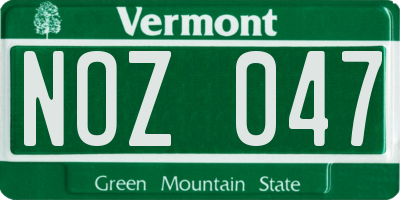 VT license plate NOZ047