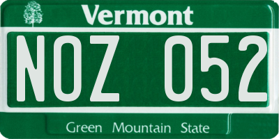 VT license plate NOZ052