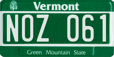 VT license plate NOZ061