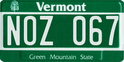 VT license plate NOZ067