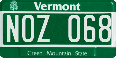 VT license plate NOZ068