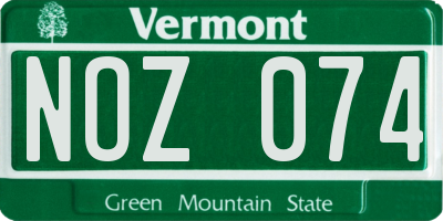 VT license plate NOZ074