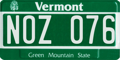 VT license plate NOZ076