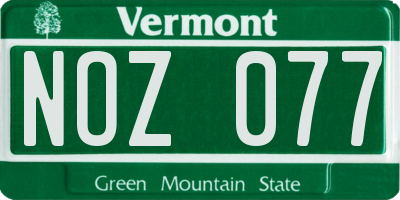 VT license plate NOZ077