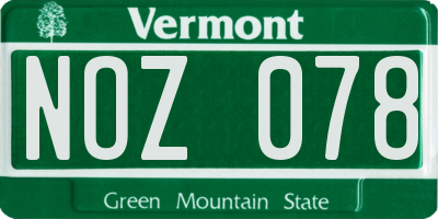 VT license plate NOZ078