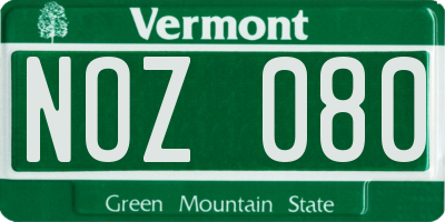 VT license plate NOZ080