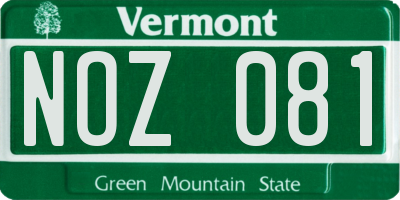 VT license plate NOZ081