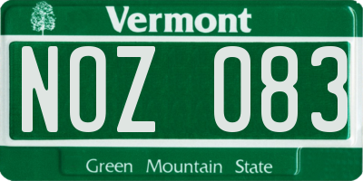 VT license plate NOZ083