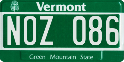 VT license plate NOZ086