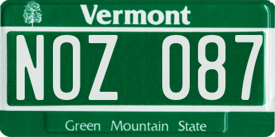 VT license plate NOZ087