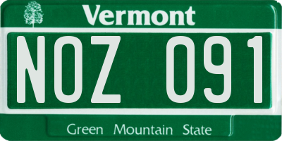 VT license plate NOZ091