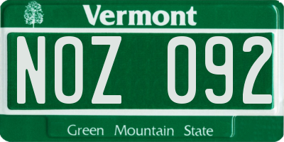 VT license plate NOZ092