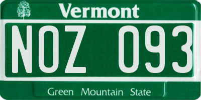 VT license plate NOZ093
