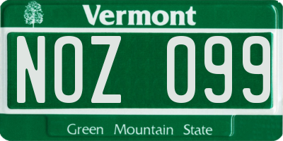 VT license plate NOZ099