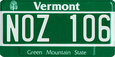 VT license plate NOZ106