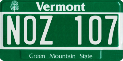 VT license plate NOZ107