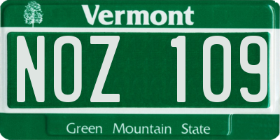VT license plate NOZ109