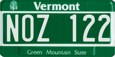 VT license plate NOZ122